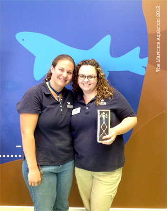 Megan and coworker at the Maritime Aquarium